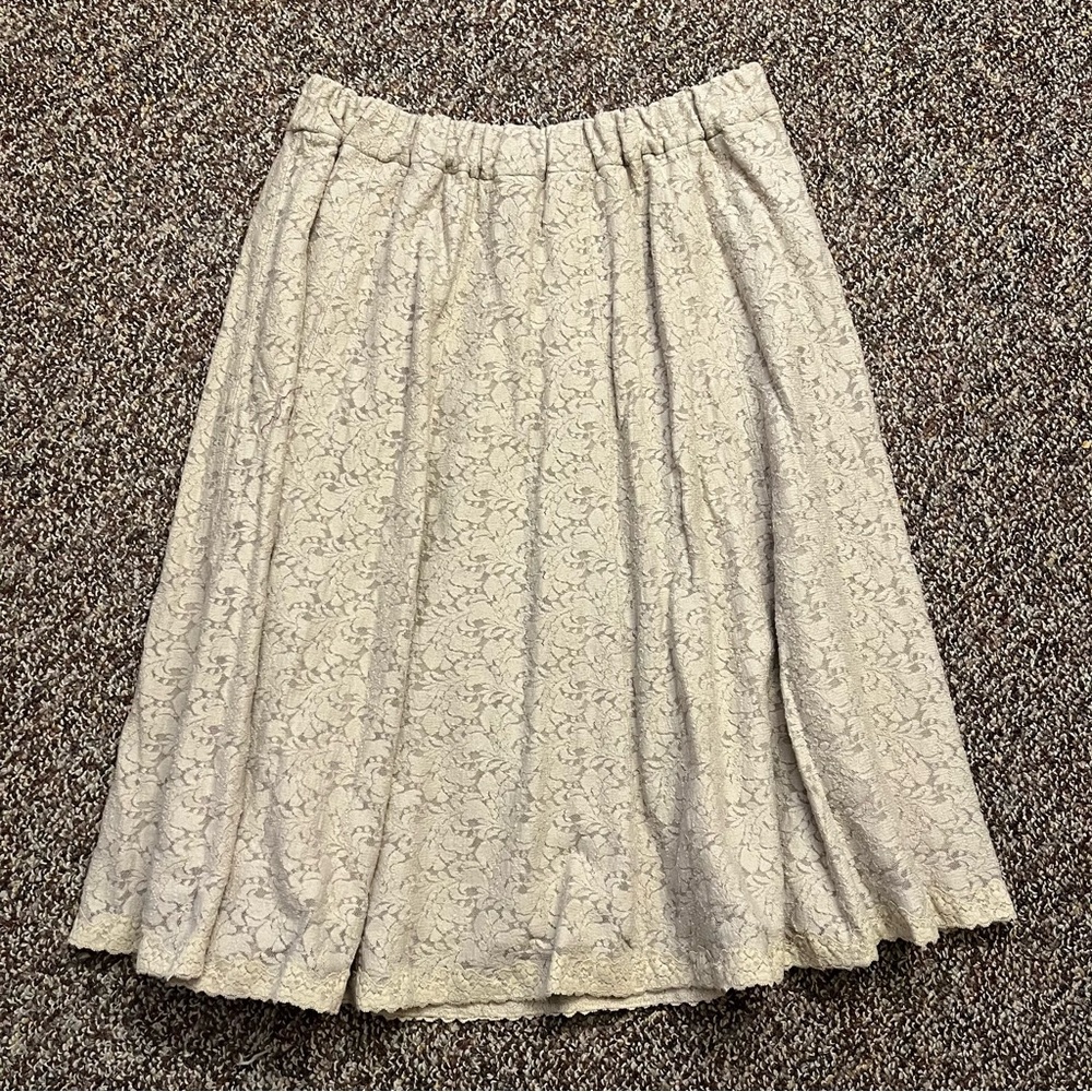 Cream Lace Midi Skirt